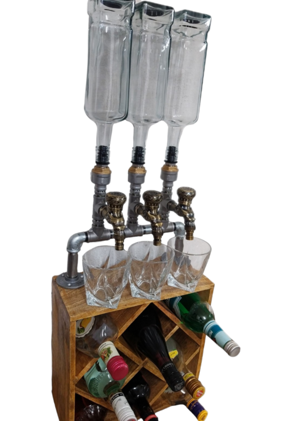 Gertränkespender mit Flaschenregal - Hahn Drehknauf Antike
